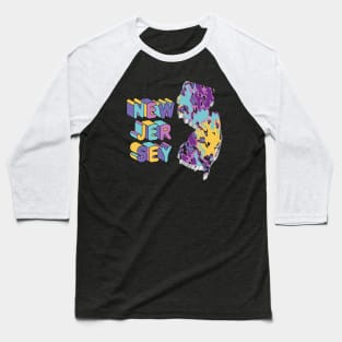 New Jersey State Abstract Art Baseball T-Shirt